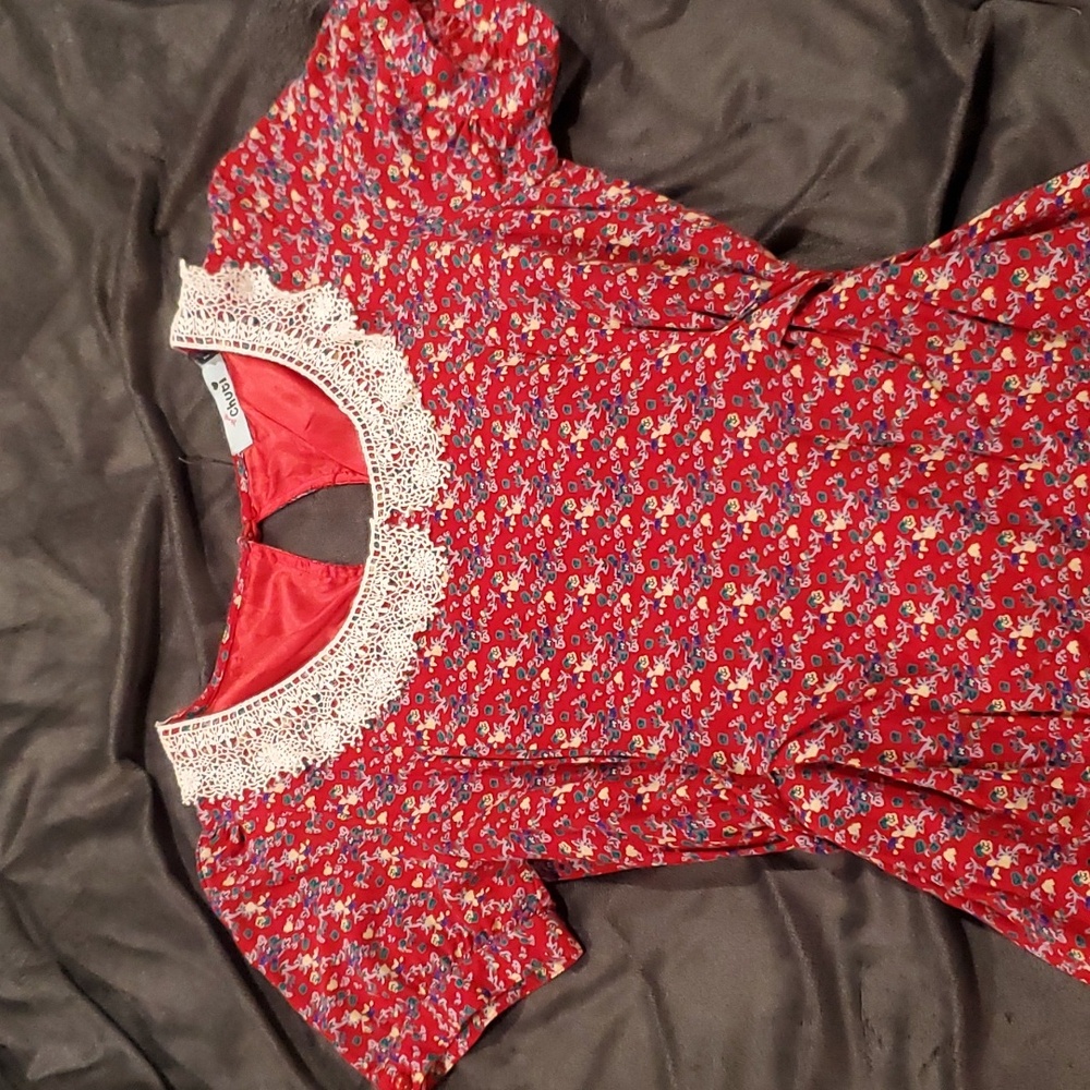 Vintage modcloth floral Peter pan collar dress size m/l
